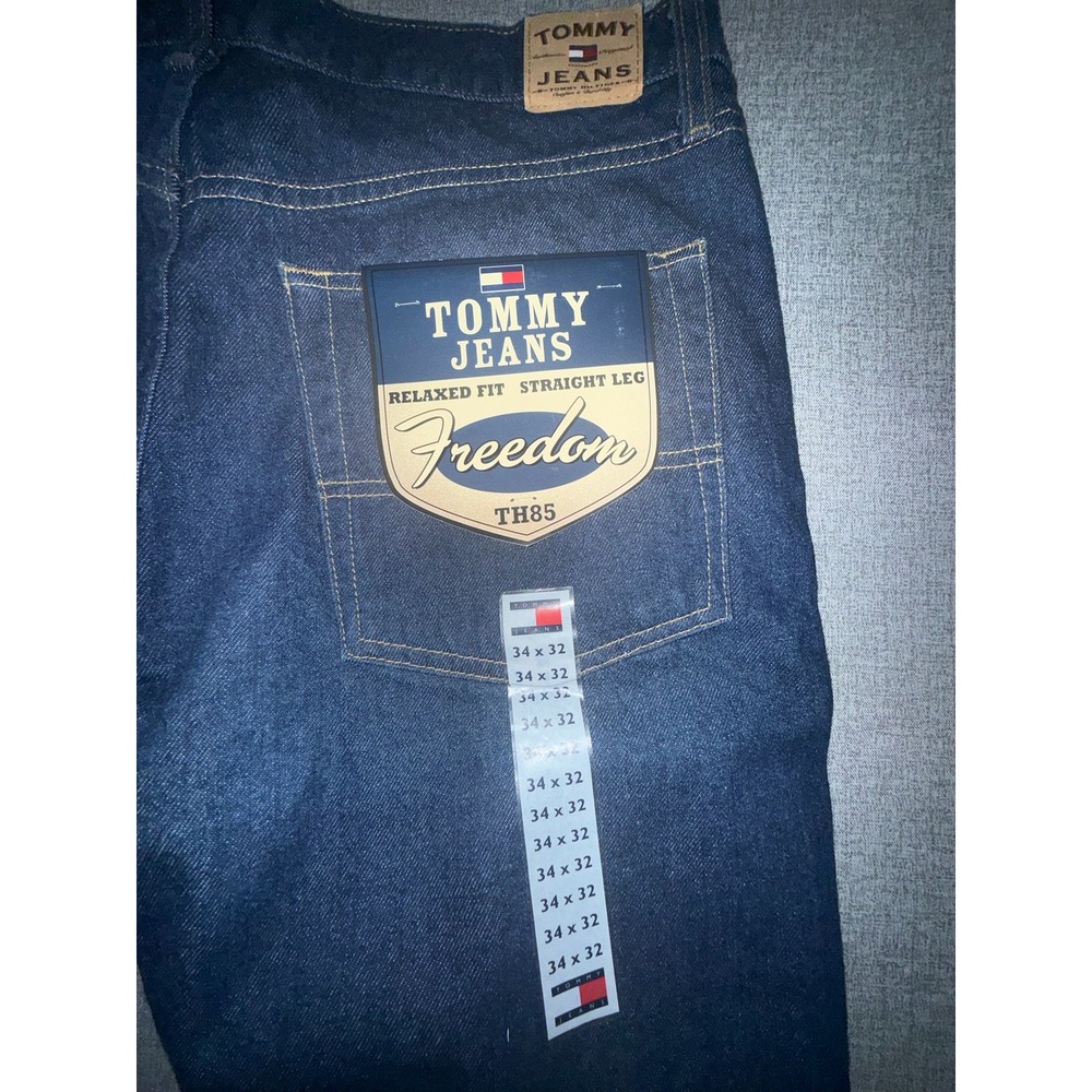 NWT Vintage Tommy Jeans 34x32 Relaxed Fit Straight Leg Freedom TH85 Indigo Denim